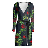 Rose Print Wrap Dress - Objet D'Art