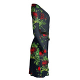 Rose Print Wrap Dress - Objet D'Art