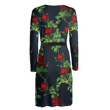 Rose Print Wrap Dress - Objet D'Art