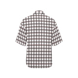 grid red gray print 2 All Over Print Hawaiian Shirt for Women (Model T58) - Objet D'Art