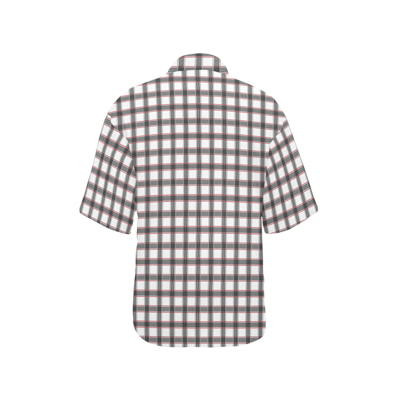 grid red gray print 2 All Over Print Hawaiian Shirt for Women (Model T58) - Objet D'Art