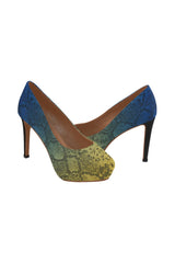 blue yellow ombre heels Women's High Heels (Model 044) - Objet D'Art