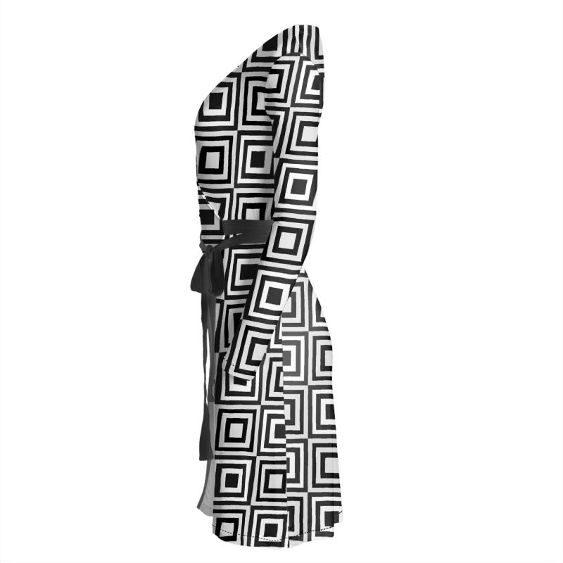 Black and White Wrap Dress - Objet D'Art