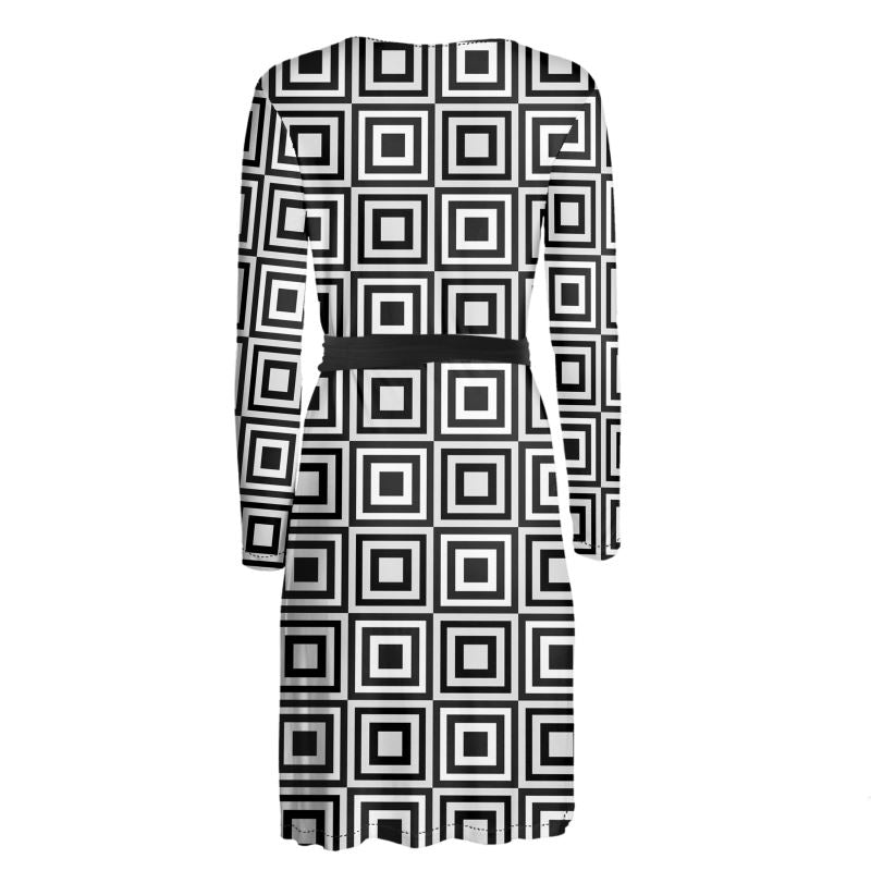 Black and White Wrap Dress - Objet D'Art