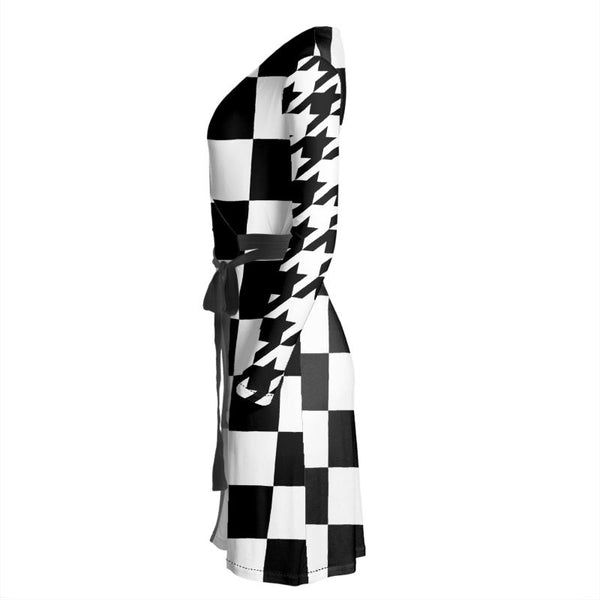 Black and White Wrap Dress - Objet D'Art