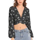 Women's Deep V-Neck Lantern Sleeve Crop Top - Objet D'Art