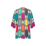ogee colorful print Women's Kimono Chiffon Cover Up (Model H51) - Objet D'Art