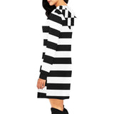 striped bw print 2 All Over Print Hoodie Mini Dress (Model H27) - Objet D'Art