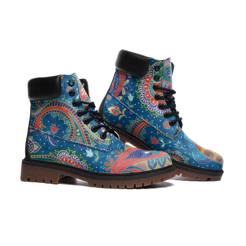 Paisley Milky Way Casual Leather Lightweight boots TB - Objet D'Art