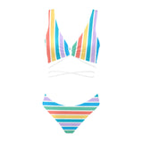 colorfully striped tropics Cross String Bikini Set (Model S29) - Objet D'Art