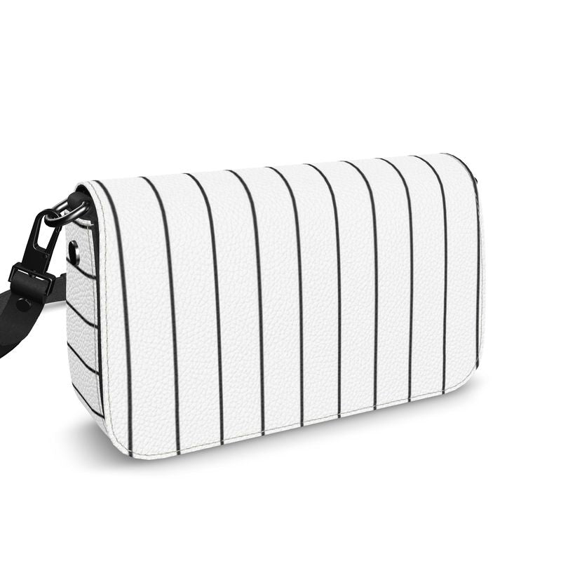 Pinstriped Flap Over Box Bag - Objet D'Art