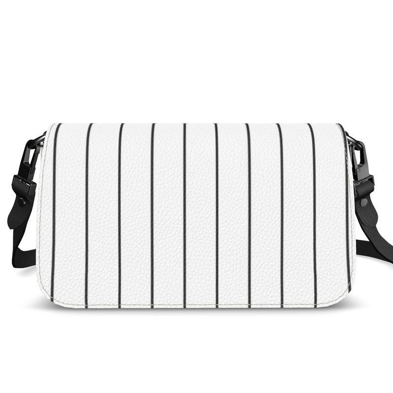 Pinstriped Flap Over Box Bag - Objet D'Art