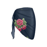 floral blue rose print 5 Beach Sarong Wrap - Objet D'Art