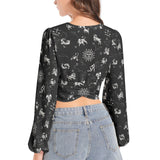 Women's Deep V-Neck Lantern Sleeve Crop Top - Objet D'Art