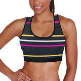 striped chained up 22 Women's All Over Print Sports Bra (Model T52) - Objet D'Art
