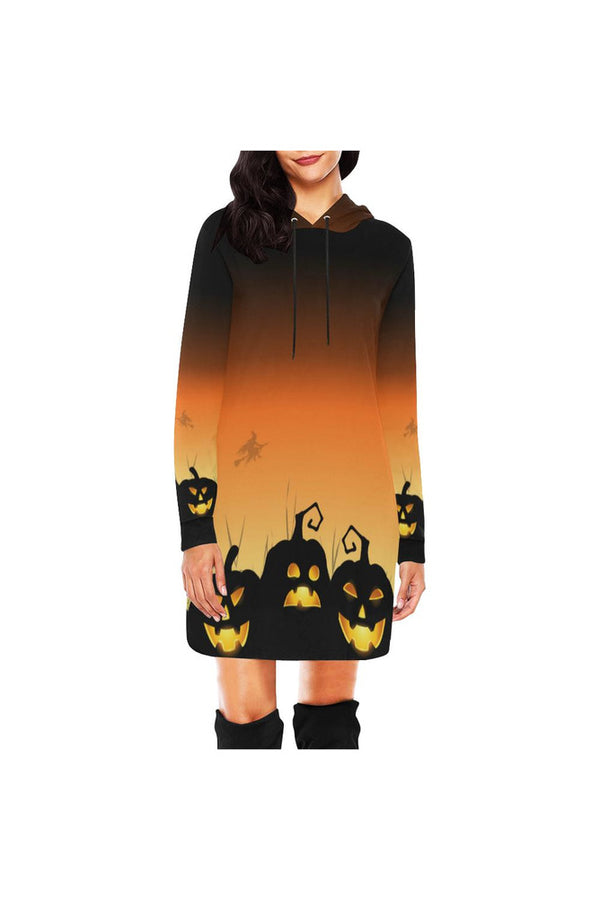pumpkin patch copy 2 All Over Print Hoodie Mini Dress (Model H27) - Objet D'Art