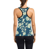 beige green greek key 2A print Women's Racerback Tank Top (Model T60) - Objet D'Art