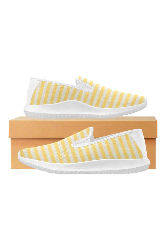 Aspen Gold Mini Stripes Orion Slip-on Women's Canvas Sneakers (Model 042) - Objet D'Art