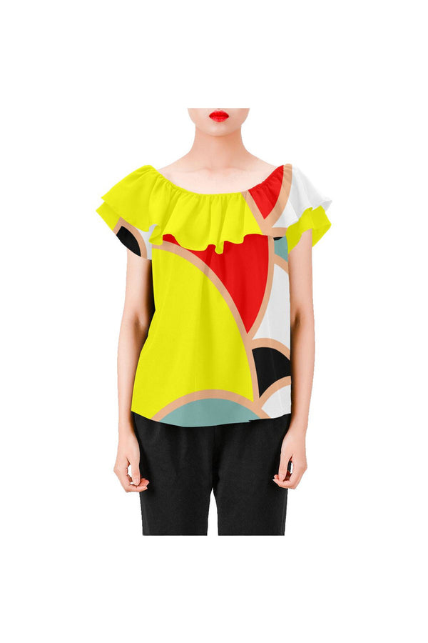 Sunny and Bright Women's Off Shoulder Blouse with Ruffle - Objet D'Art Online Retail Store