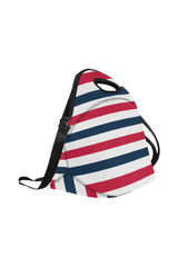 stripesbluegraywhite copy Neoprene Lunch Bag/Large (Model 1669) - Objet D'Art