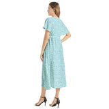Flutter Sleeve Drawstring Waist Flared Dress - Objet D'Art