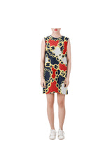 chained maiden D51 BACK Sleeveless Round Neck Shift Dress (Model D51) - Objet D'Art