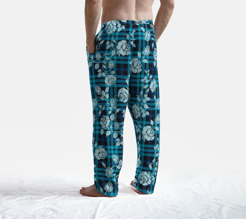 White Rose on Plaid Lounge Pants - Objet D'Art