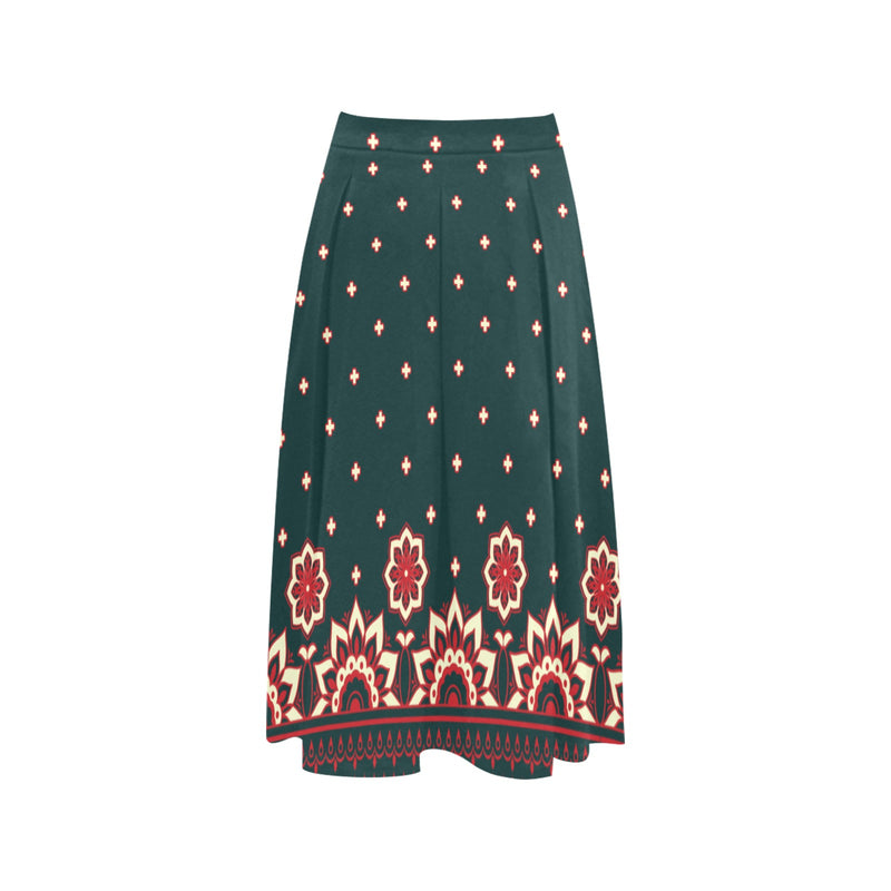 Floral Arabesque Mnemosyne Women's Crepe Skirt (Model D16) - Objet D'Art