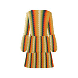 Groovy Autumn V-Neck Loose Fit Dress (Model D62) - Objet D'Art