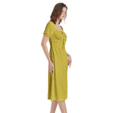 Puff Sleeve Split Thigh Midi Dress - Objet D'Art