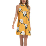 Tie Back Halter Neck Flared Dress