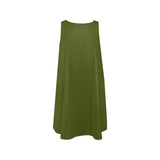 pineapple green hats Sleeveless A-Line Pocket Dress (Model D57) - Objet D'Art