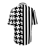 Houndstooth and Stripes Short Sleeve Shirt - Objet D'Art