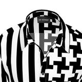 Houndstooth and Stripes Short Sleeve Shirt - Objet D'Art