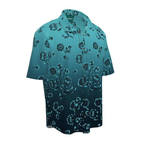 Seagreen Floral Mens Short Sleeve Shirt - Objet D'Art