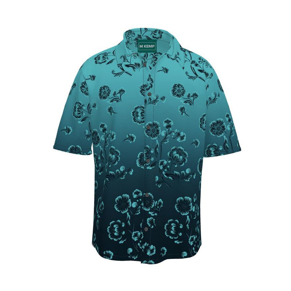 Seagreen Floral Mens Short Sleeve Shirt - Objet D'Art