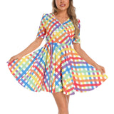 Short Sleeve Ruched Bust Flared Hem Dress - Objet D'Art