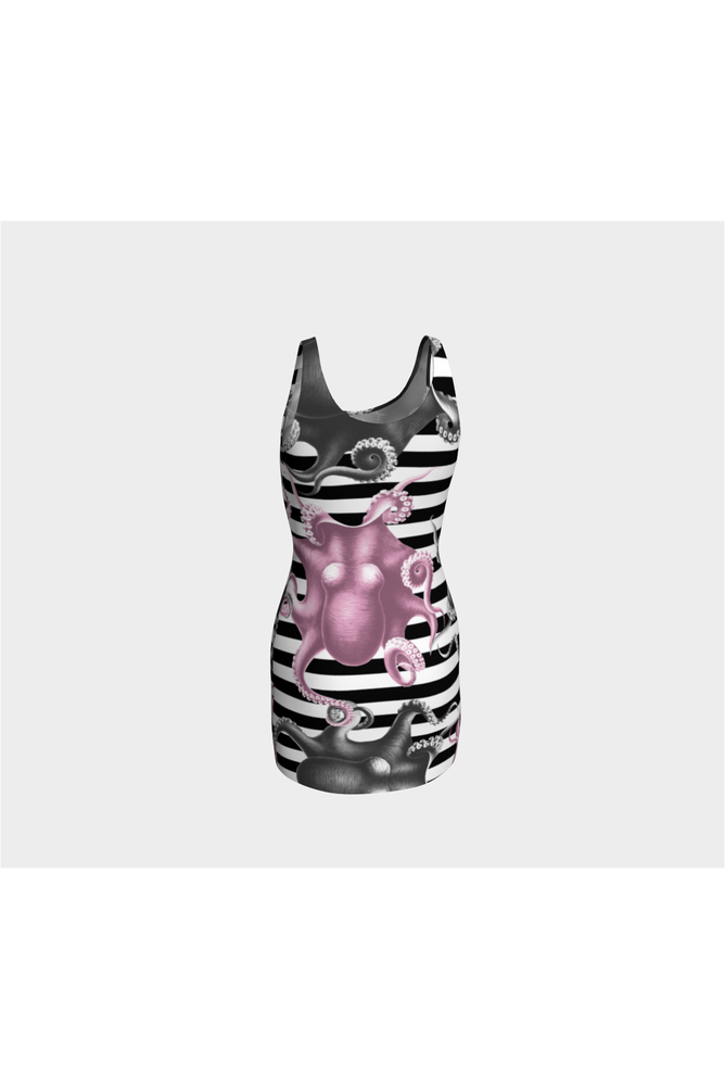 Octopus on Stripes Bodycon Dress - Objet D'Art