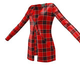 Plaid Ladies Cardigan With Pocket - Objet D'Art