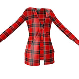 Plaid Ladies Cardigan With Pocket - Objet D'Art