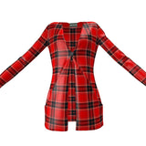 Plaid Ladies Cardigan With Pocket - Objet D'Art