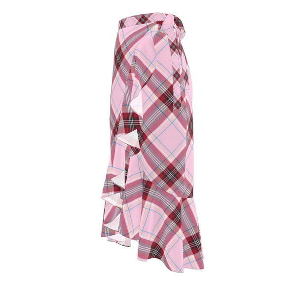 Pink Plaid Flounce Skirt - Objet D'Art