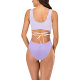 lavender solid light Cross String Bikini Set (Model S29) - Objet D'Art