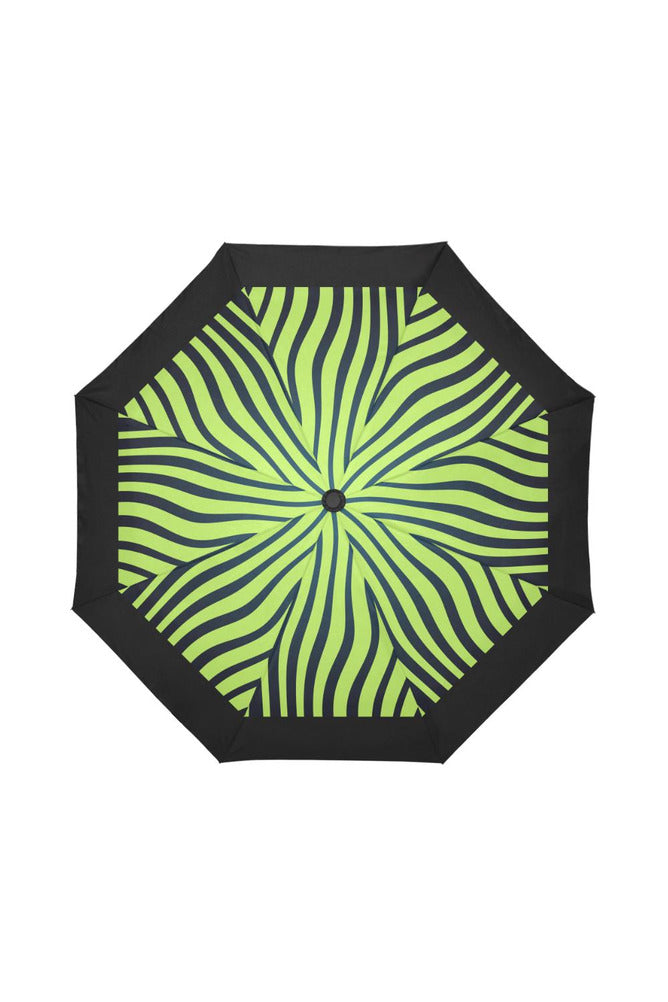 Lime Green Zebra Print Auto-Foldable Umbrella - Objet D'Art