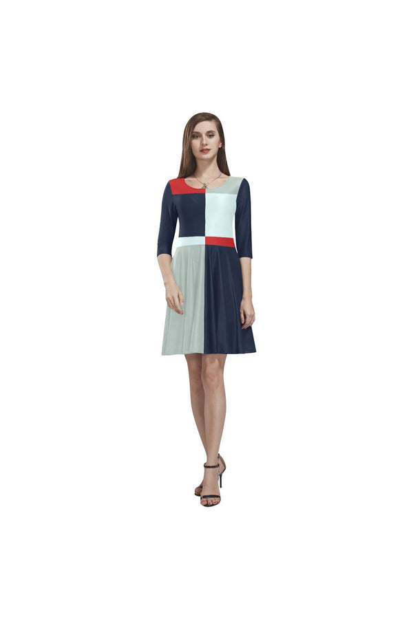 Mondrian Tethys Half-Sleeve Skater Dress - Objet D'Art