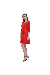 Cranberry Tethys Half-Sleeve Skater Dress(Model D20) - Objet D'Art