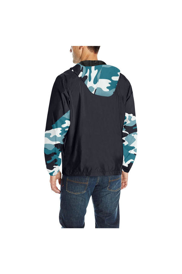 Blue Camouflage Quilted Windbreaker for Men (Model H35) - Objet D'Art