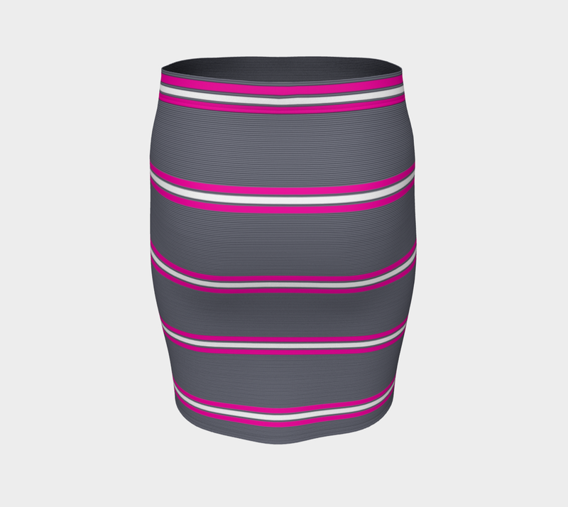 Fuchsia Striped Fitted Skirt - Objet D'Art