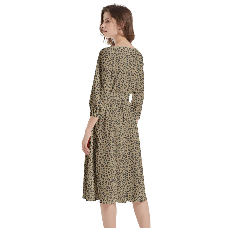 Boat Neck Belted Flared Dress - Objet D'Art