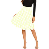 white on neon green hex print Melete Pleated Midi Skirt (Model D15) - Objet D'Art
